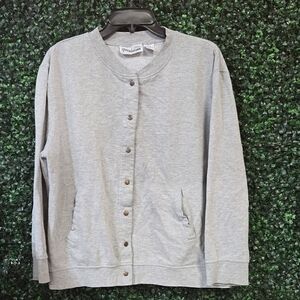 Gray Snap Button Cardigan